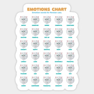 Persian Cat Emotion Chart White Sticker